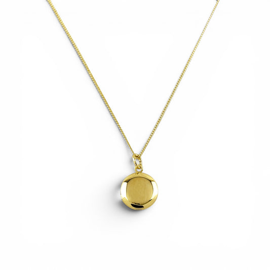 18K Gold Filled closed locket necklace with curb chain