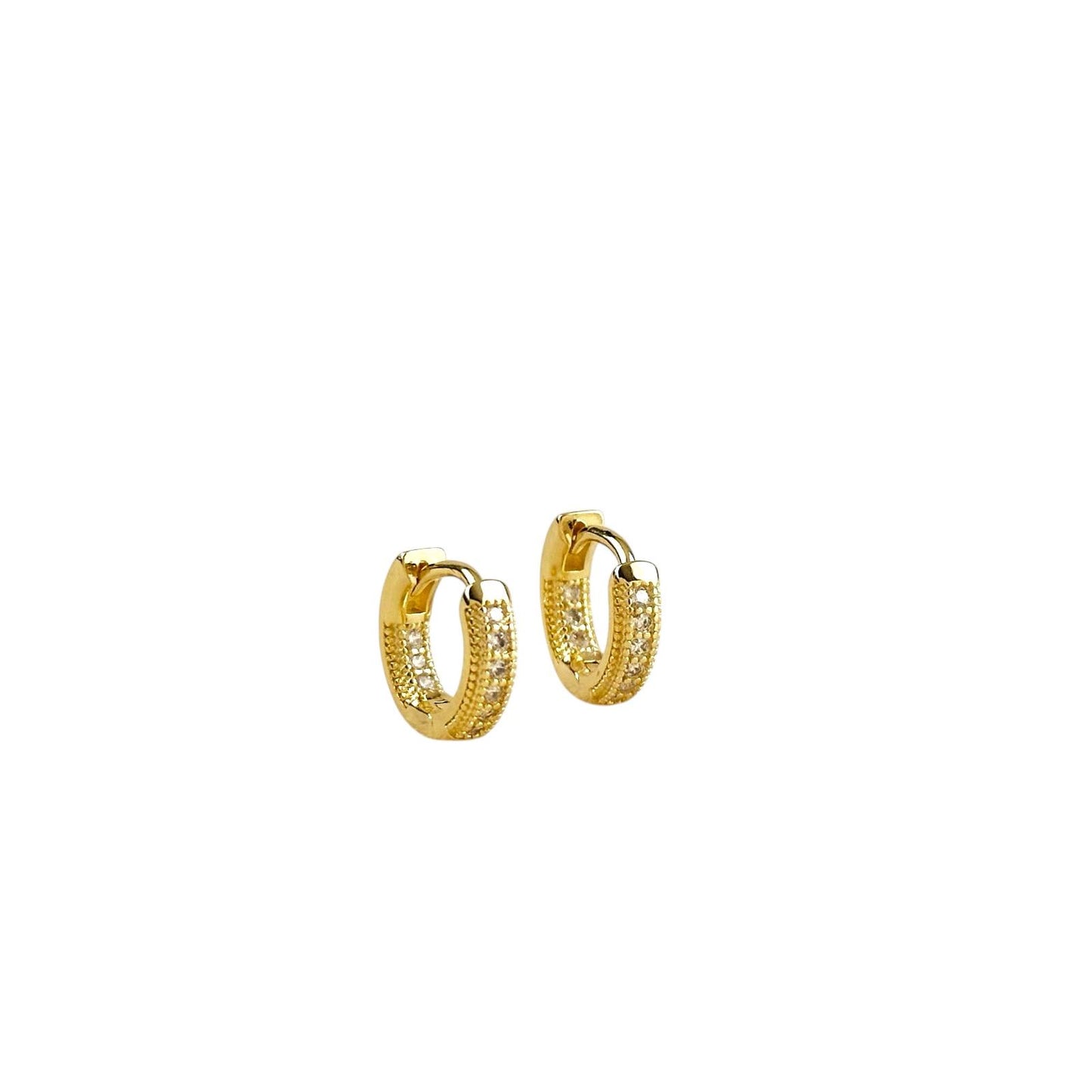 Inside-Out CZ Huggie Hoop 18K Gold Filled Earrings