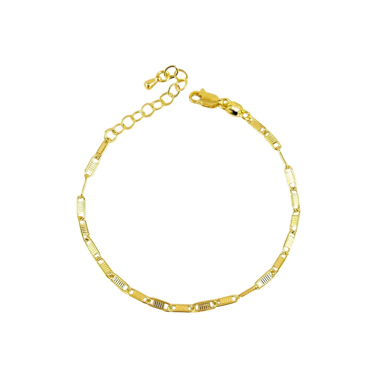 Textured Plate Link Chain 18K Gold Filled Bracelet