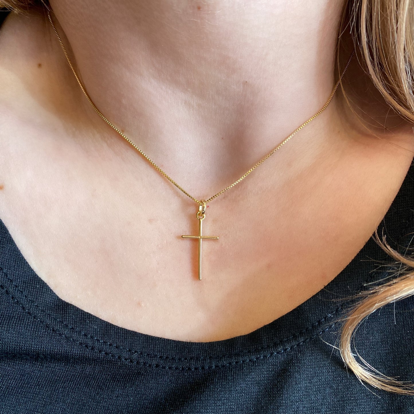 Fine Cross 25mm 18K Gold Filled Pendant