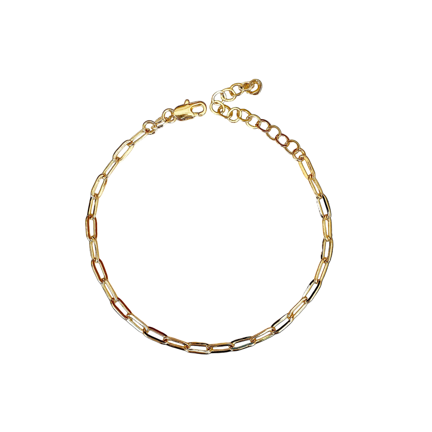 Paperclip Link Chain 18k Gold Filled Bracelet