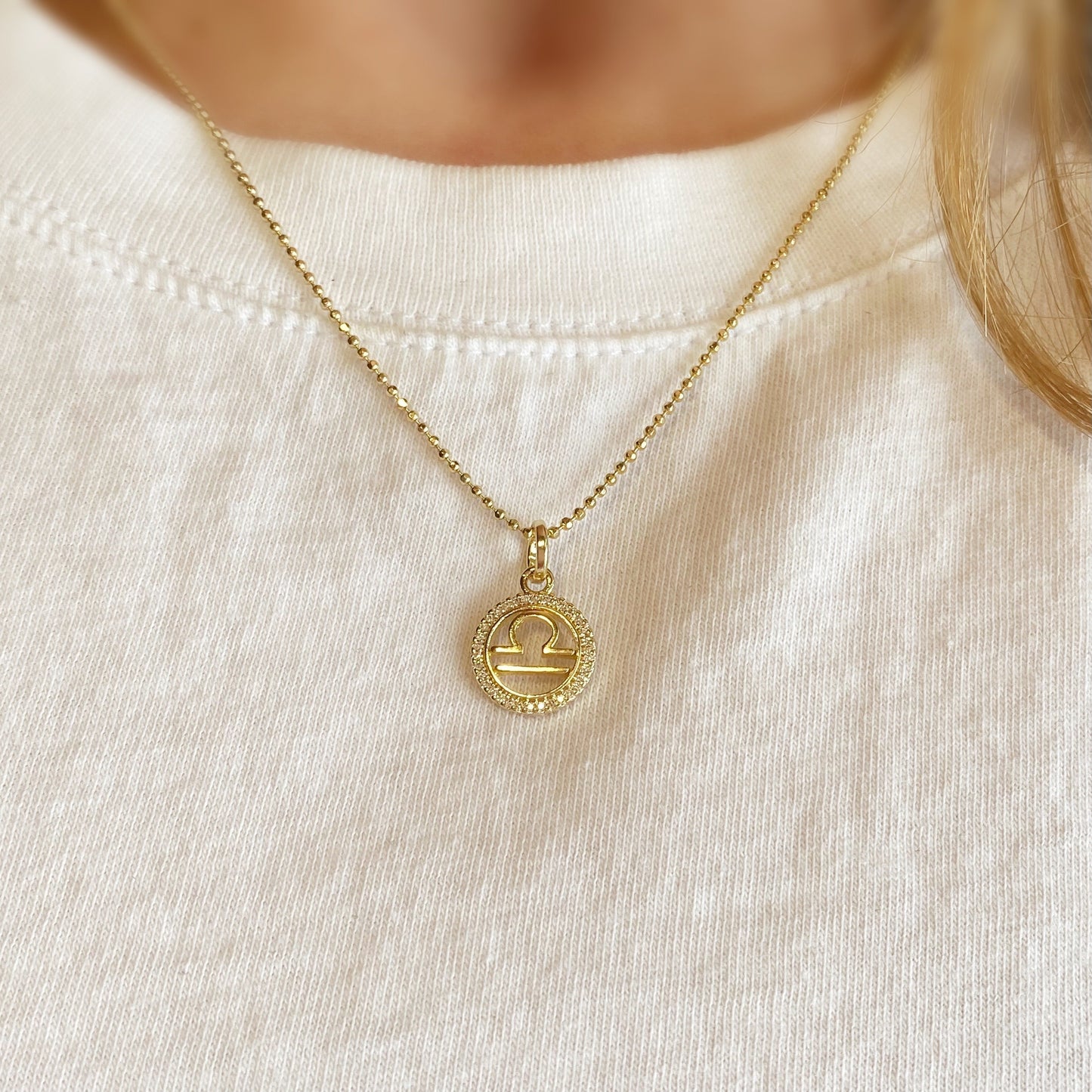 Libra Zodiac CZ 17mm 18K Gold Filled Pendant