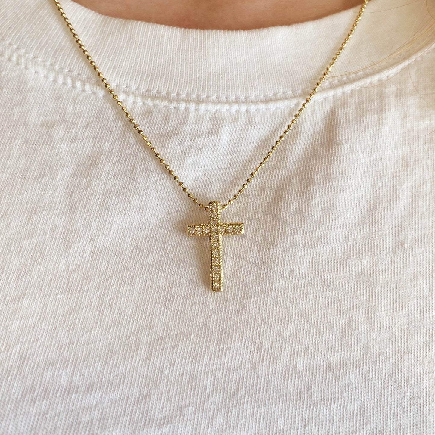 Cross CZ 18mm 18K Gold Filled Pendant