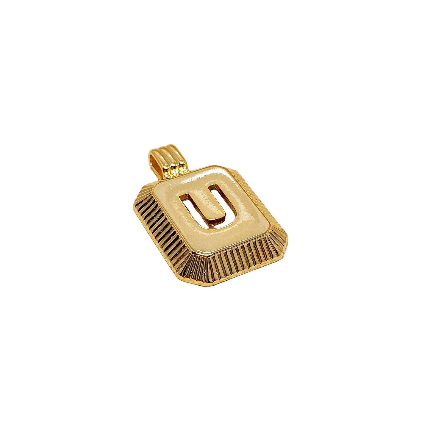 Rectangular Initial Letter 18k Gold Filled Pendant