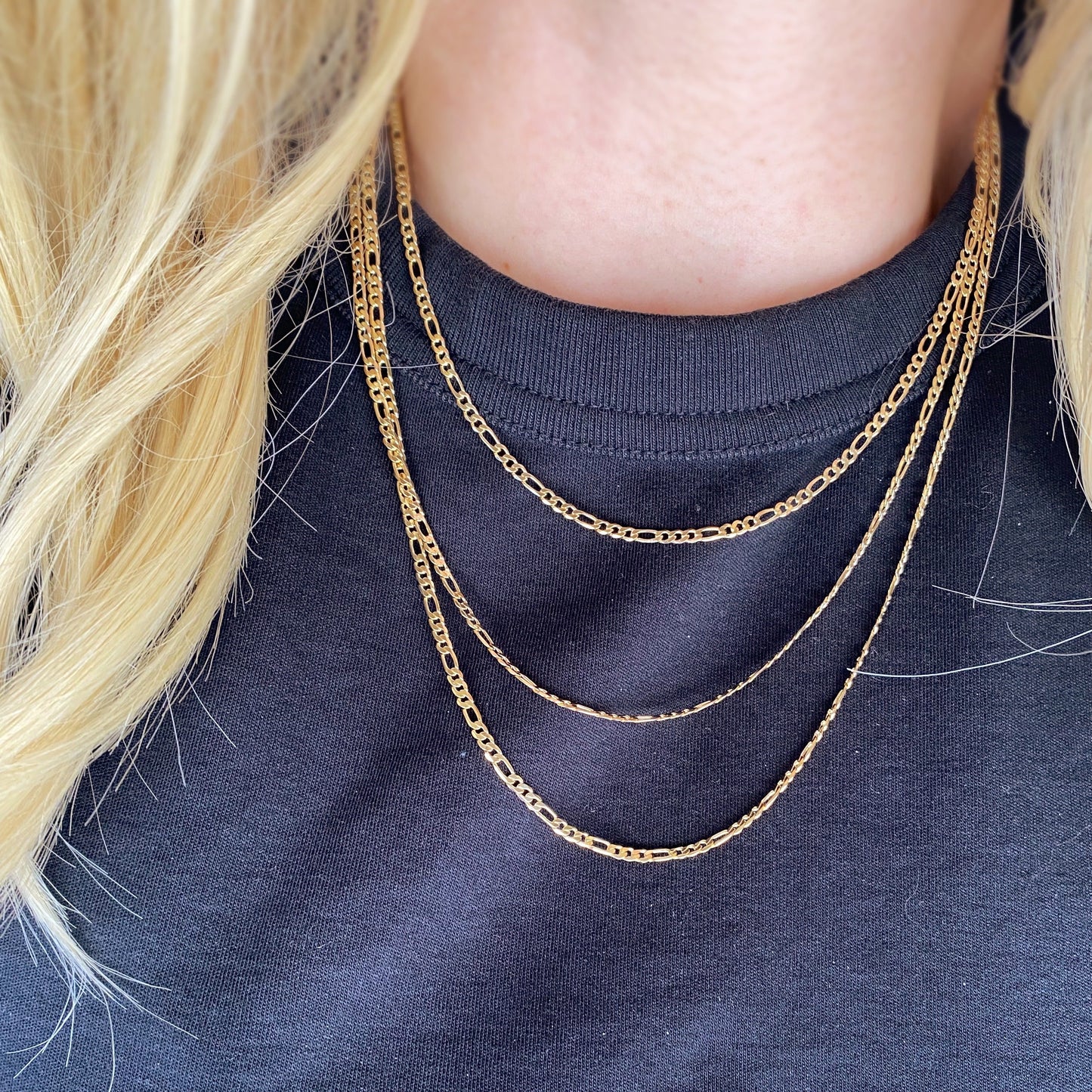 2.5mm Figaro Chain 18k Gold Filled Necklace