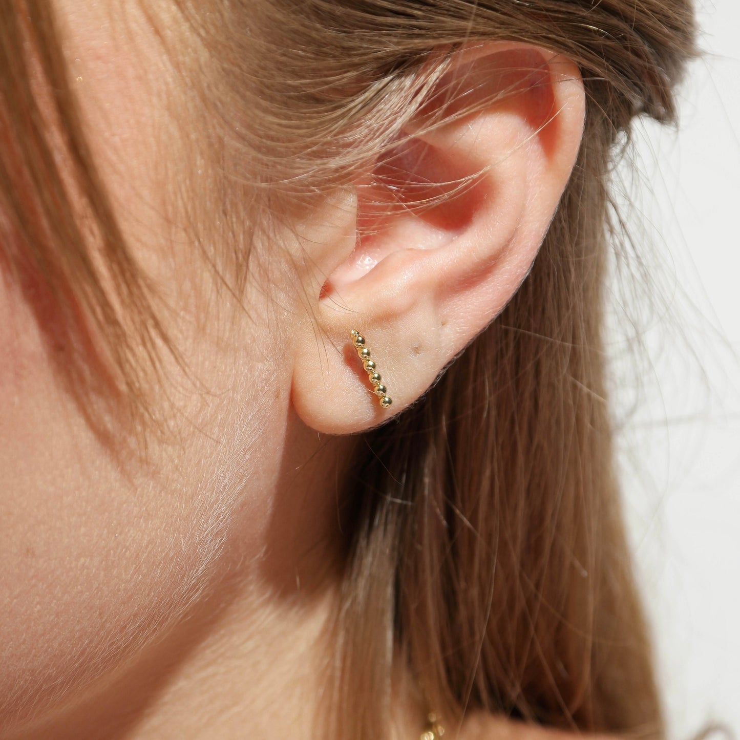 10mm Beaded Bar 18K Gold Filled Stud Earrings