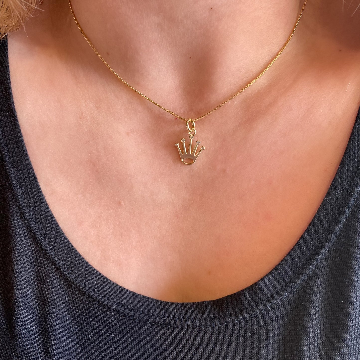 Crown CZ 15mm 18K Gold Filled Pendant