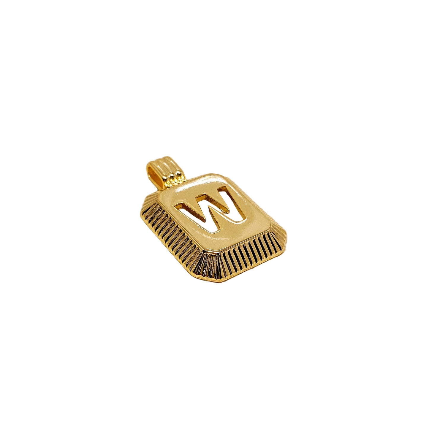 Rectangular Initial Letter 18k Gold Filled Pendant