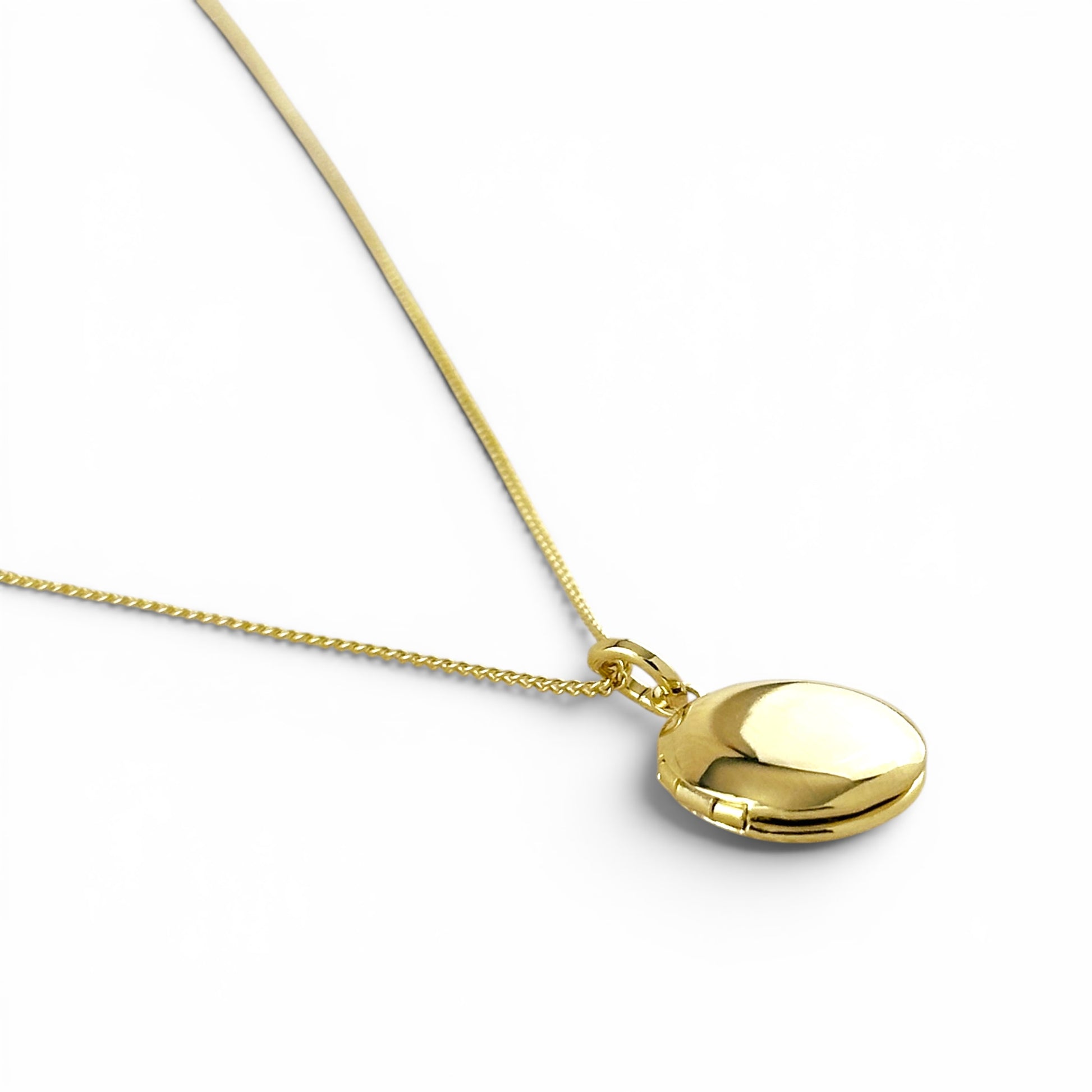 18K Gold Filled locket necklace with curb chain