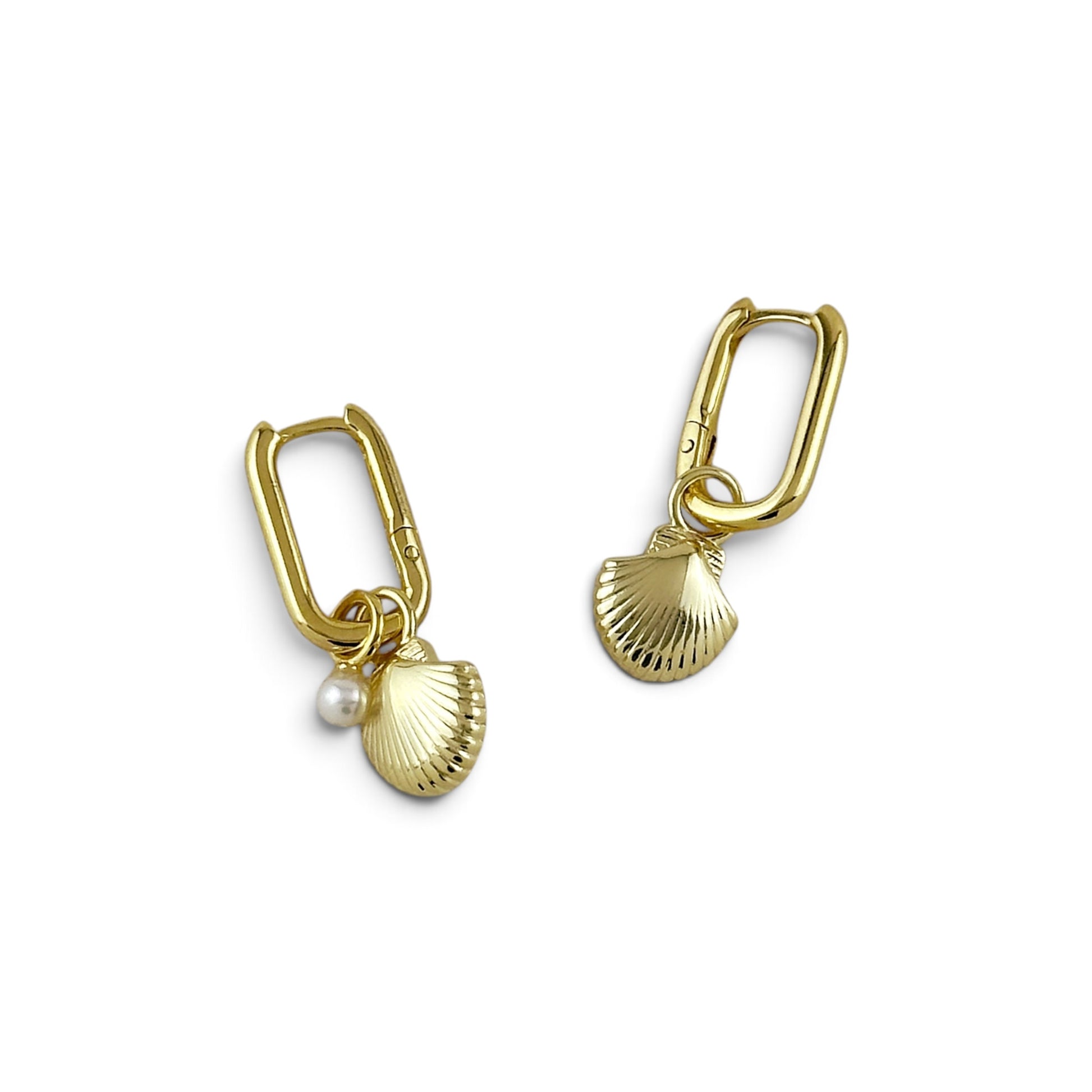 skillus 18K Gold Filled shell charm on carabiner earring