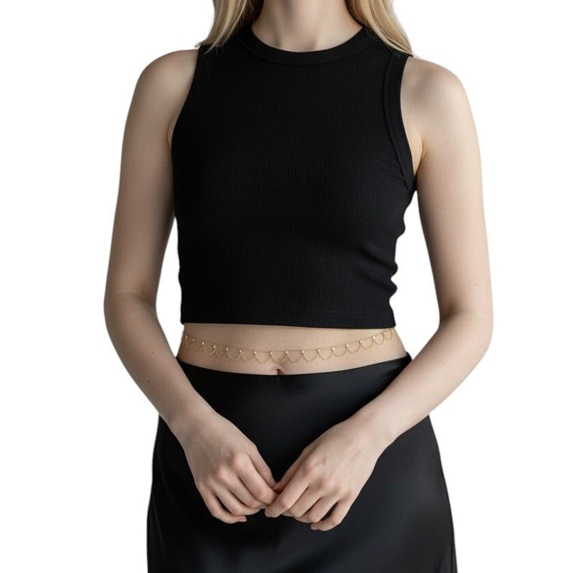 skillus Bali CZ Belly Chain in 18K Gold Filled on woman