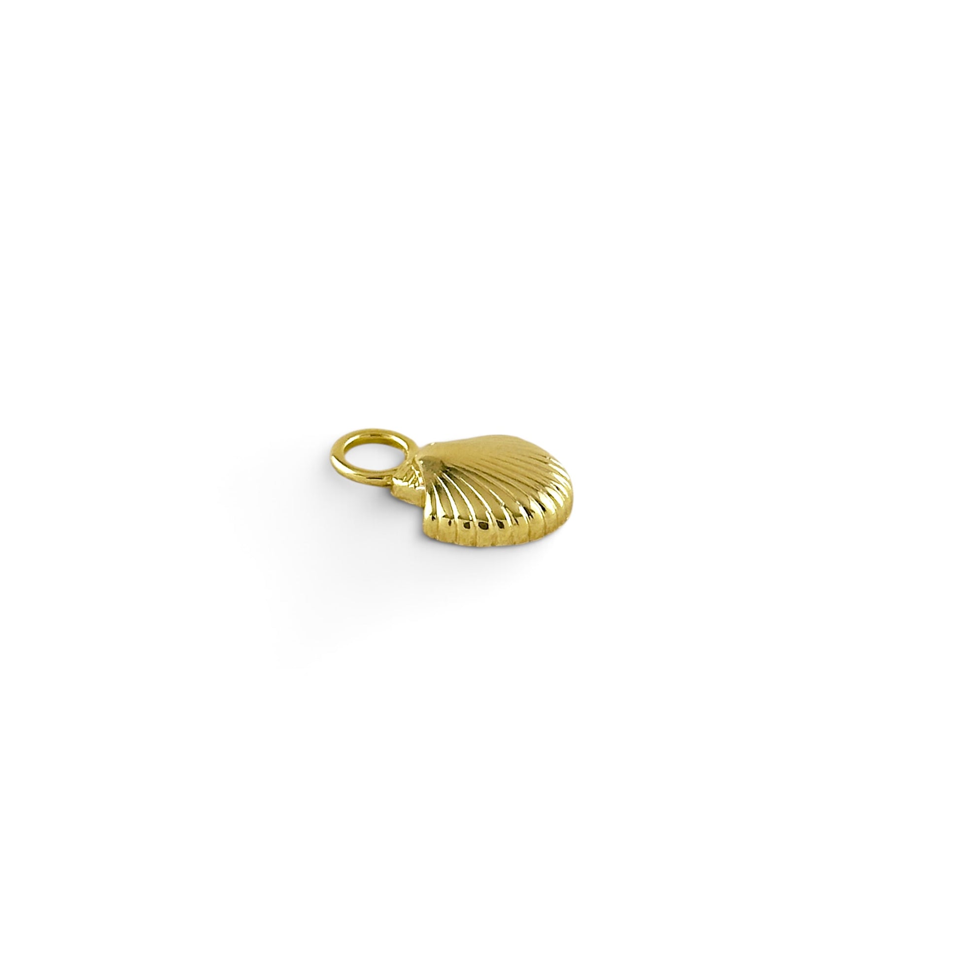 Scalloped Shell Charm in 18K Gold Filled on white background