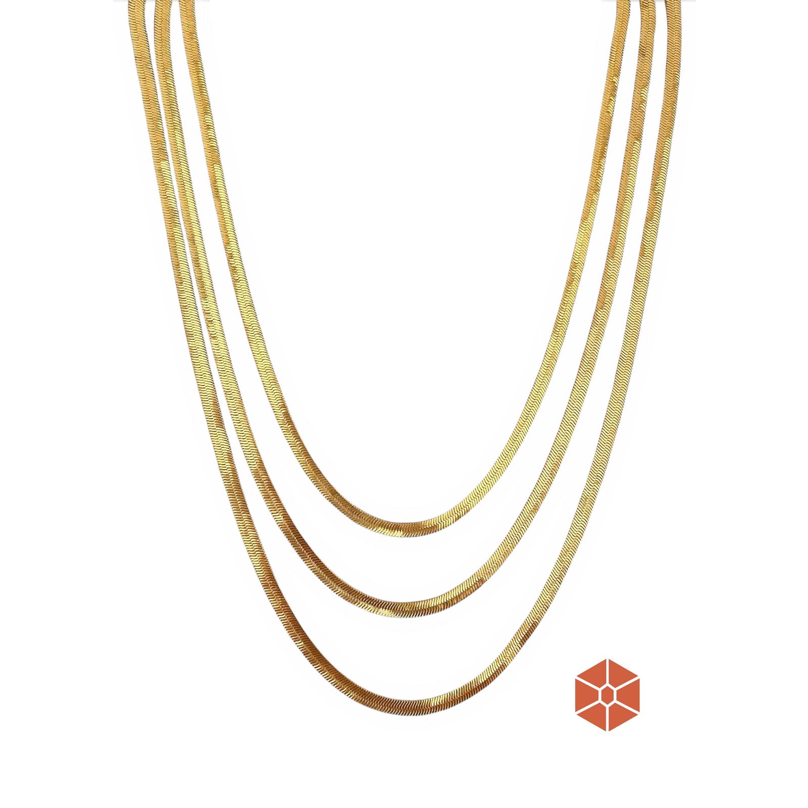 Layered 18K gold filled herringbone chain necklaces by Skillus