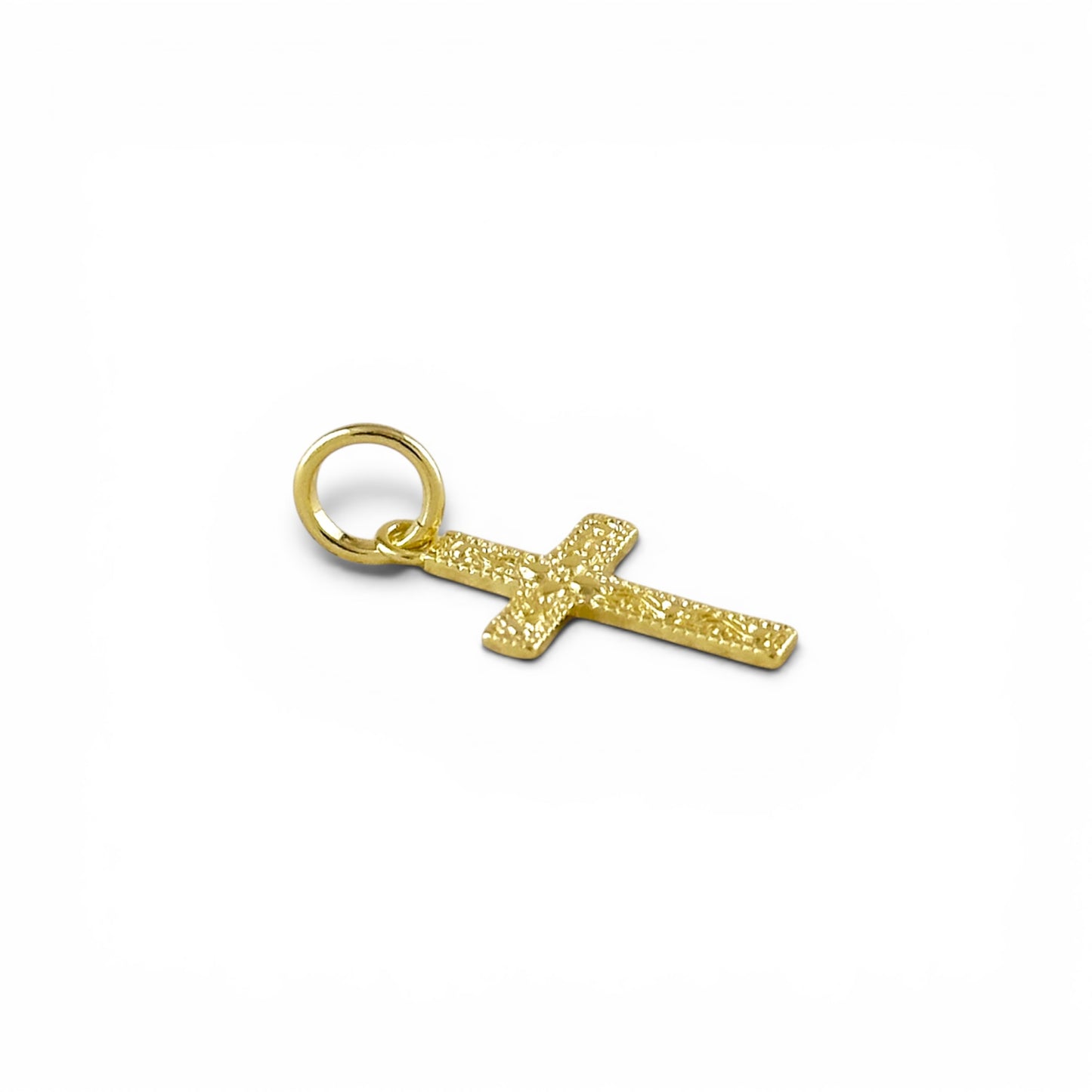 18K Gold Filled vintage cross charm detail view